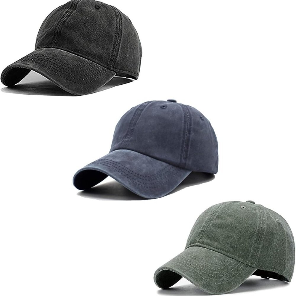 Unisex Vintage Washed Distressed Baseball-Cap Twill Adjustable Dad-Hat